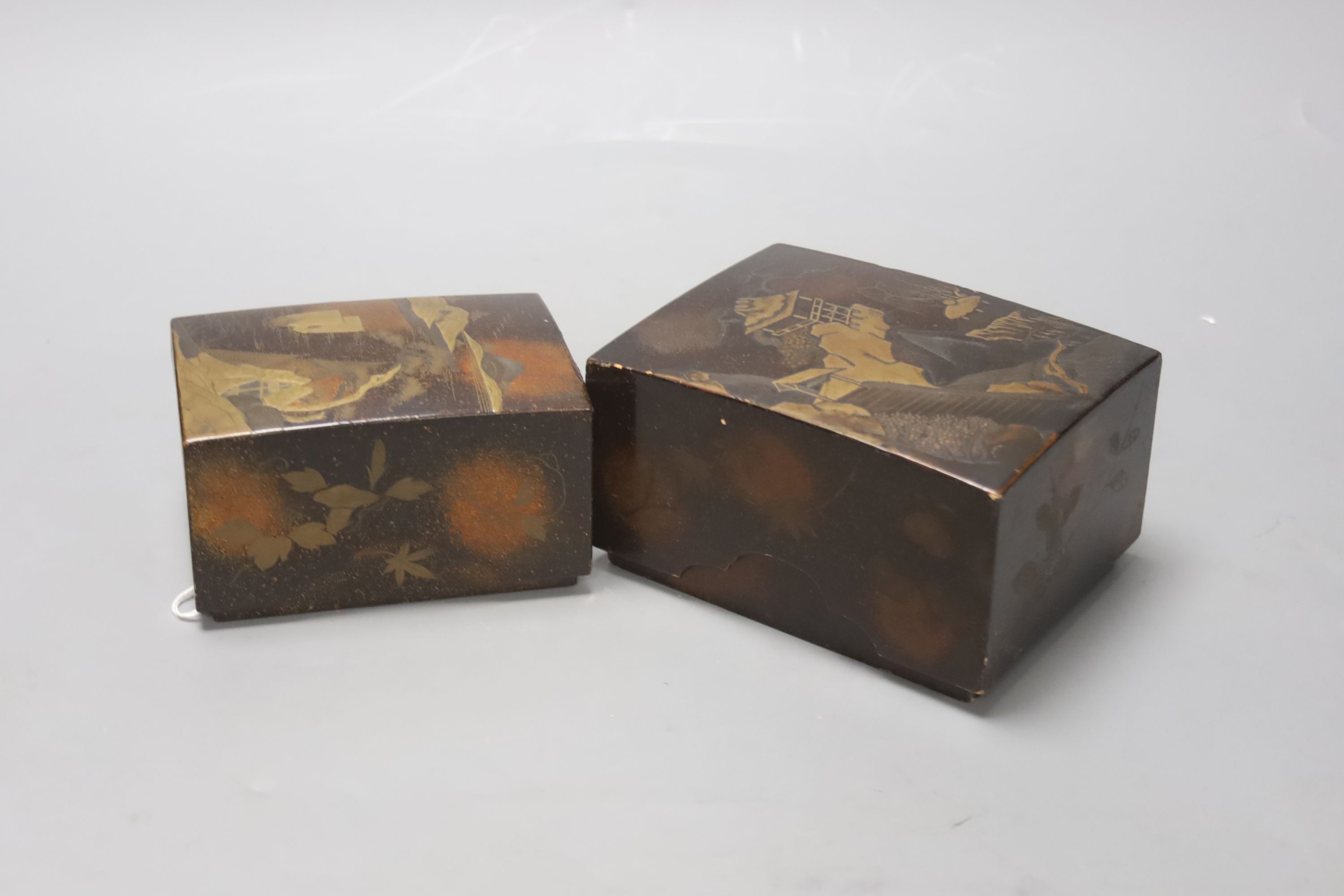Two Japanese lacquer boxes, 19th century, largest 13.5cm